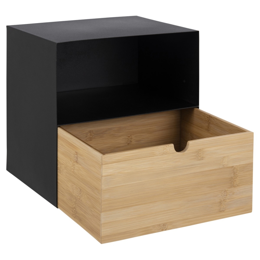 Éjjeli szekrényke falra szerelhető BEKIM fekete/bambusz