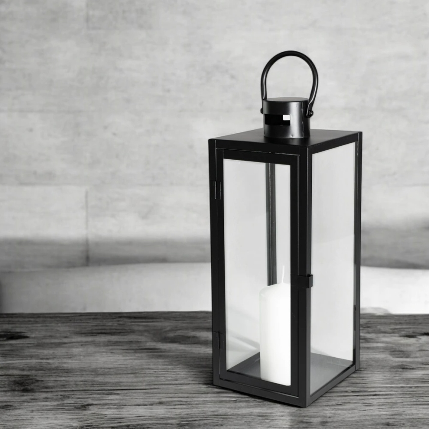 Fekete dekoratív lámpás, 63 cm