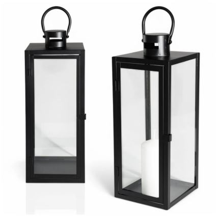 Fekete dekoratív lámpás, 63 cm