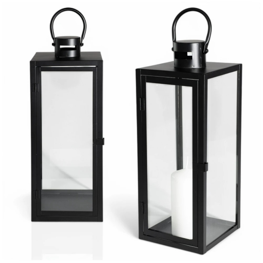 Fekete dekoratív lámpás, 63 cm