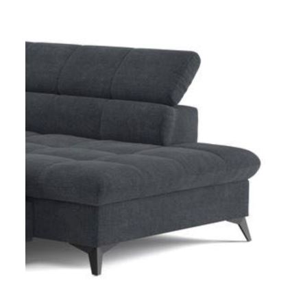 Fekete, balos, L-alakú, kihúzható sarokkanapé MARANO