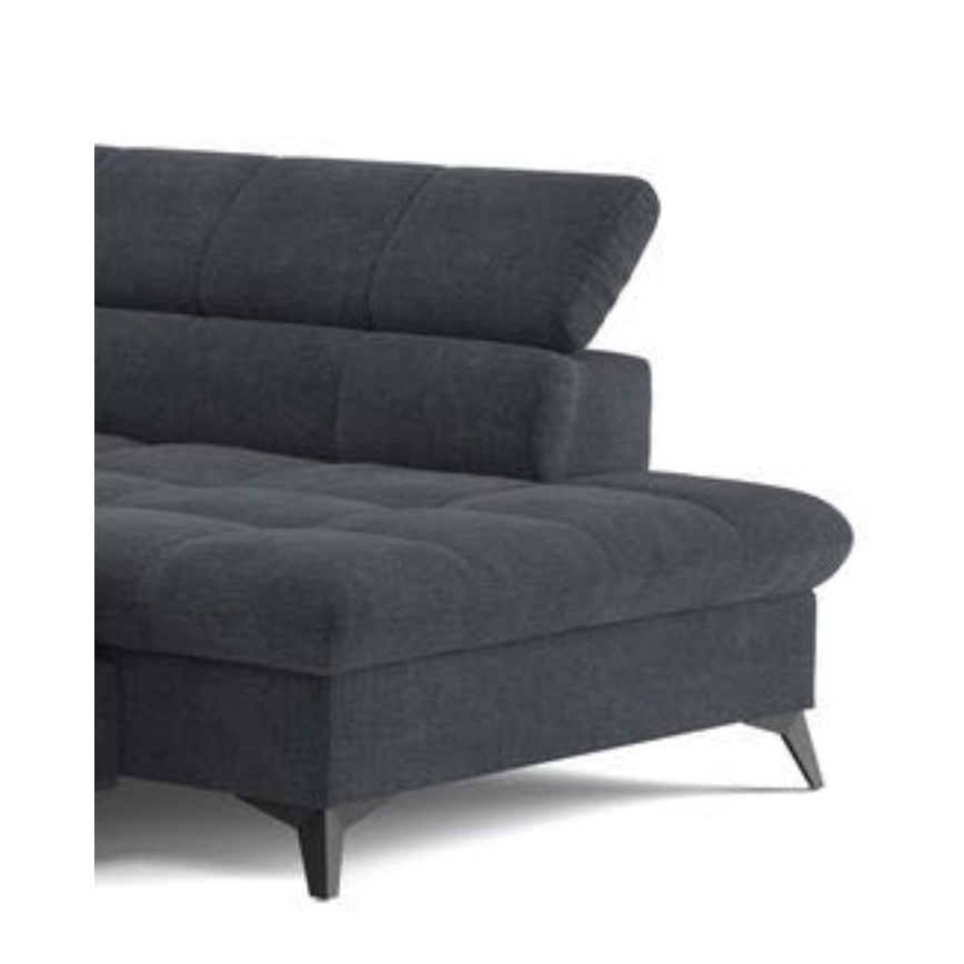 Fekete, balos, L-alakú, kihúzható sarokkanapé MARANO