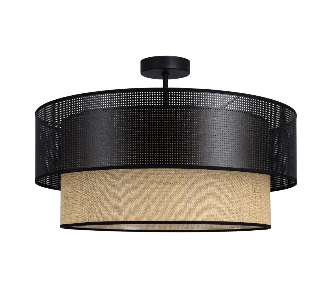 Felületre szerelhető BORHO csillár 1xE27/60W/230V fekete/juta 0436