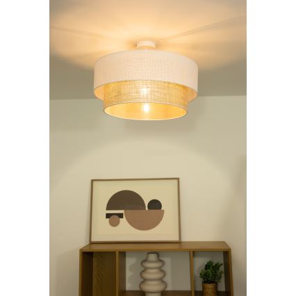Felületre szerelhető BORHO csillár 1xE27/60W/230V, Ø 40 cm, fehér/juta