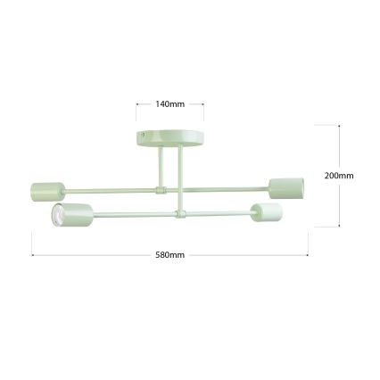 Felületre szerelhető CAMBRIDGE csillár 4xE27/15W/230V zöld