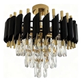 Felületre szerelhető CRISTAL 5xE14/10W/230V Ø 38 cm fekete/arany
