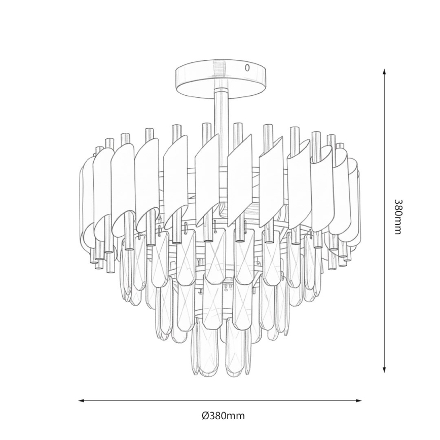 Felületre szerelhető CRISTAL 5xE14/10W/230V Ø 38 cm fekete/arany