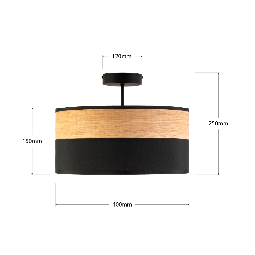 Felületre szerelhető csillár ALBA 3xE27/15W/230V, átmérő 40 cm, fekete/barna