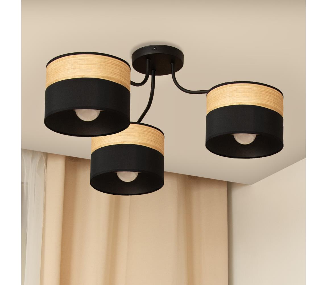 Felületre szerelhető csillár ALBA 3xE27/15W/230V, átmérő 66 cm, fekete/barna P