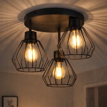 Felületre szerelhető csillár AUDREY 3xE27/60W/230V fekete