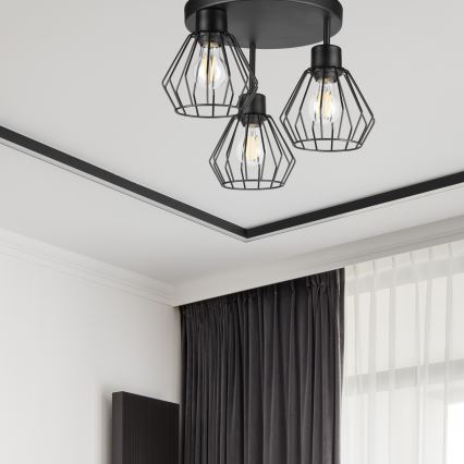 Felületre szerelhető csillár AUDREY 3xE27/60W/230V fekete