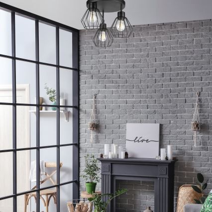 Felületre szerelhető csillár AUDREY 3xE27/60W/230V fekete