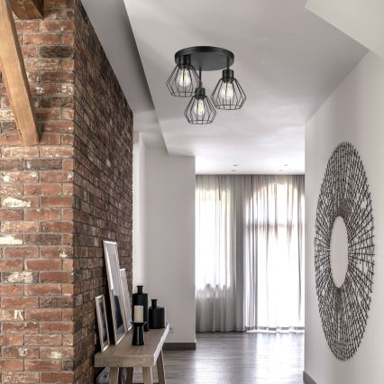 Felületre szerelhető csillár AUDREY 3xE27/60W/230V fekete