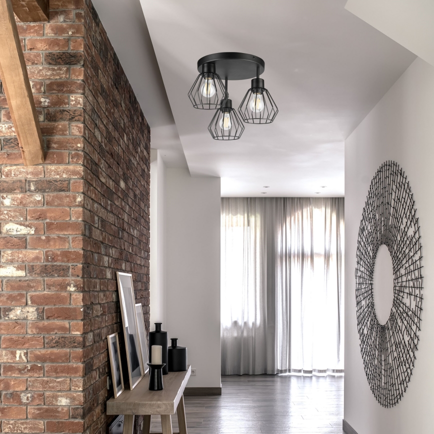 Felületre szerelhető csillár AUDREY 3xE27/60W/230V fekete