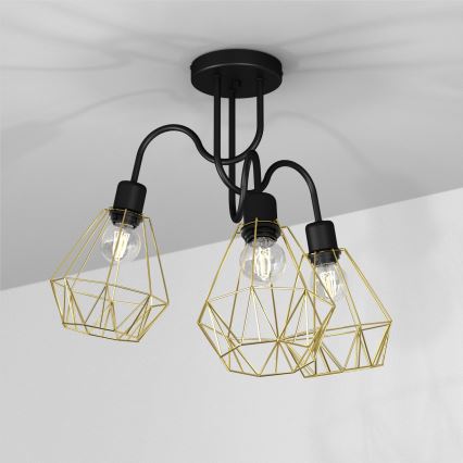 Felületre szerelhető csillár BERGEN 3xE27/60W/230V fekete/arany
