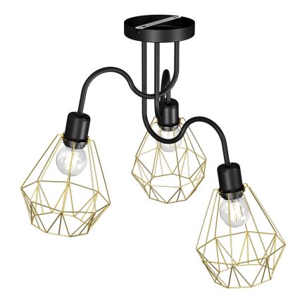 Felületre szerelhető csillár BERGEN 3xE27/60W/230V fekete/arany