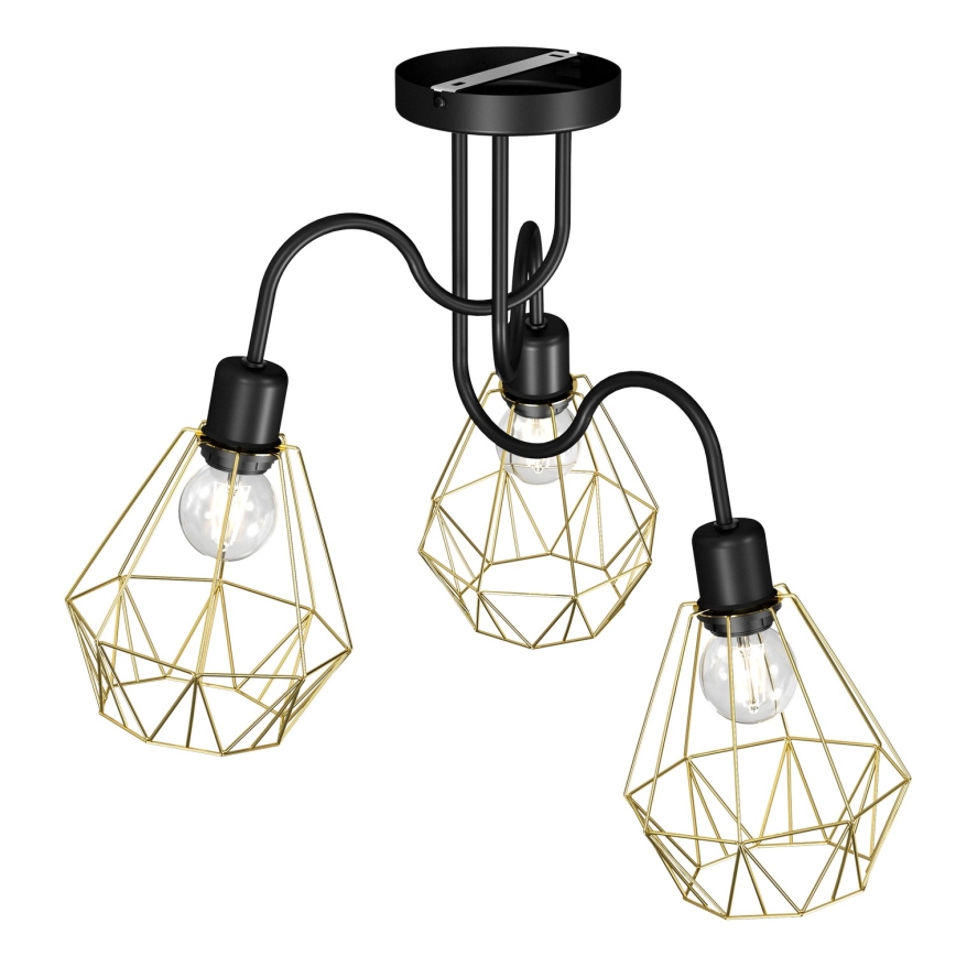 Felületre szerelhető csillár BERGEN 3xE27/60W/230V fekete/arany