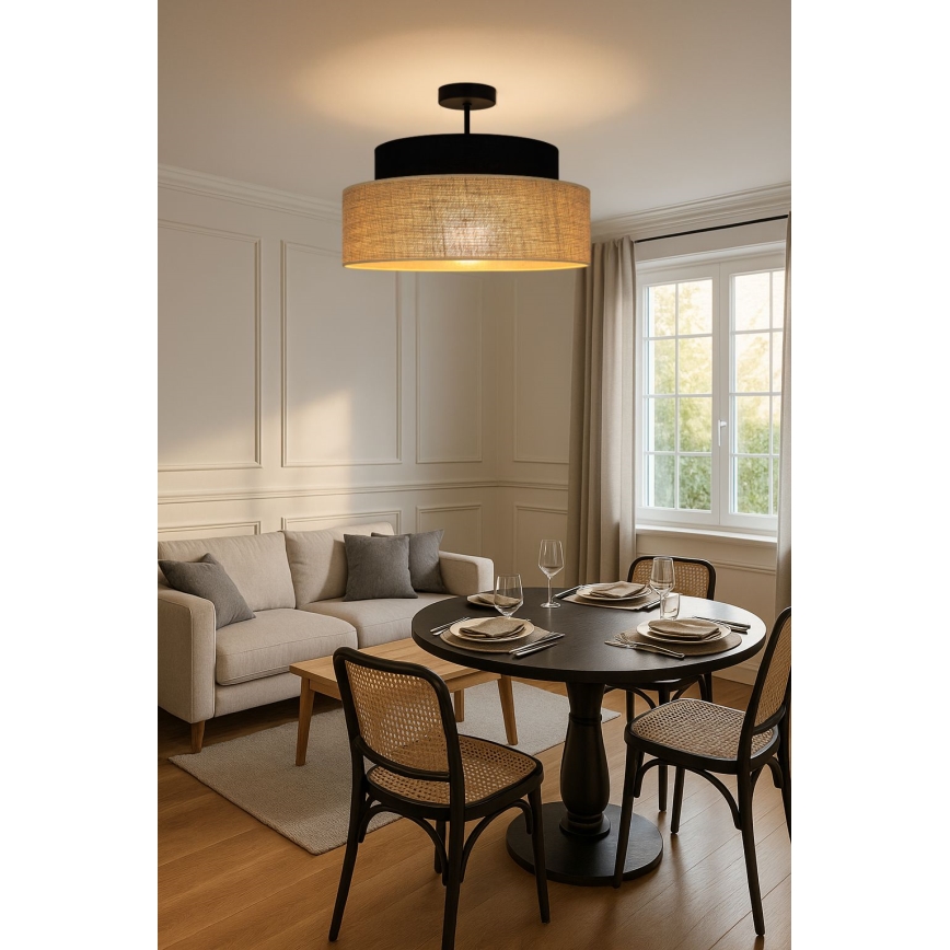 Felületre szerelhető csillár  BOHO 1xE27/60W/230V átm. 40 cm fekete/bézs