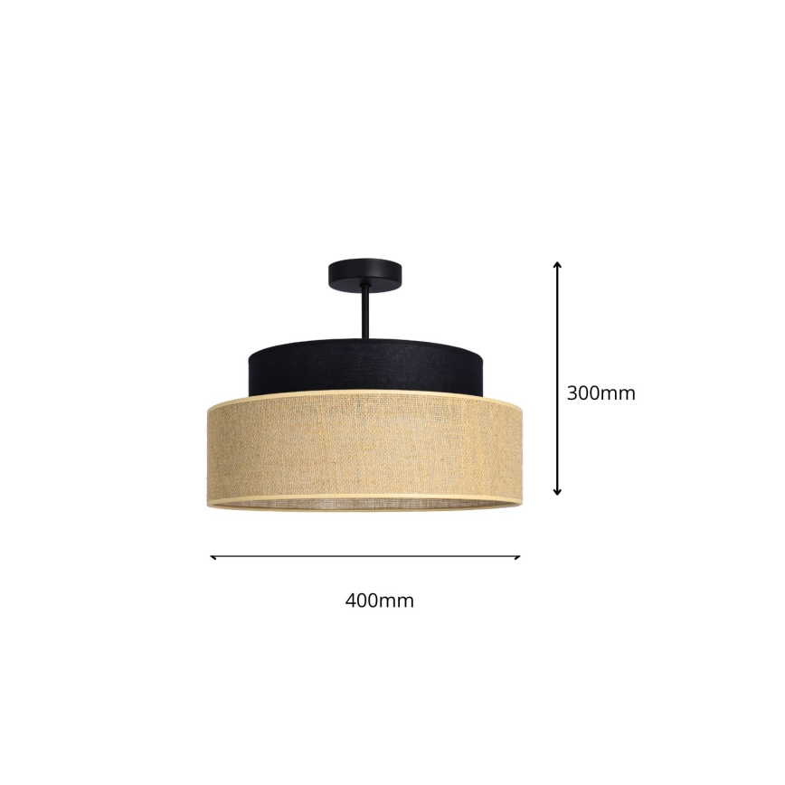 Felületre szerelhető csillár  BOHO 1xE27/60W/230V átm. 40 cm fekete/bézs