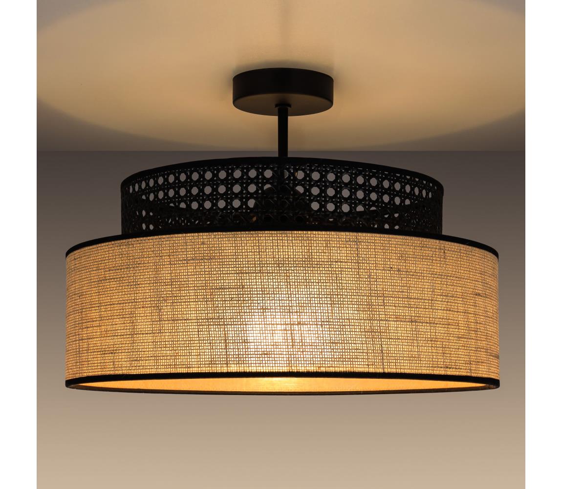 Felületre szerelhető csillár  BOHO 1xE27/60W/230V átm. 40 cm fekete/rattan 0647