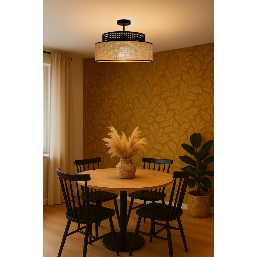Felületre szerelhető csillár  BOHO 1xE27/60W/230V átm. 40 cm fekete/rattan