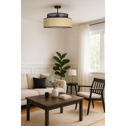 Felületre szerelhető csillár  BOHO 1xE27/60W/230V átm. 40 cm fekete/rattan
