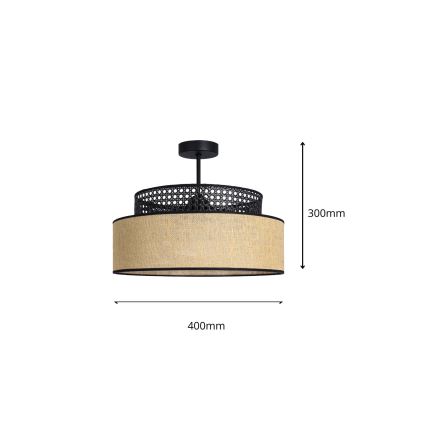 Felületre szerelhető csillár  BOHO 1xE27/60W/230V átm. 40 cm fekete/rattan