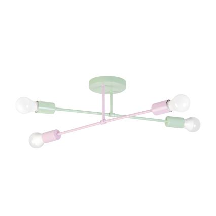 Felületre szerelhető csillár CAMBRIDGE 4xE27/15W/230V zöld/rózsaszín