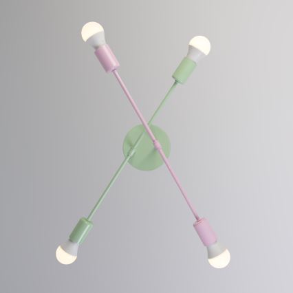 Felületre szerelhető csillár CAMBRIDGE 4xE27/15W/230V zöld/rózsaszín