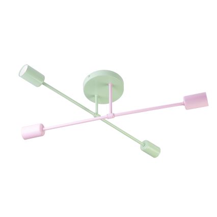 Felületre szerelhető csillár CAMBRIDGE 4xE27/15W/230V zöld/rózsaszín