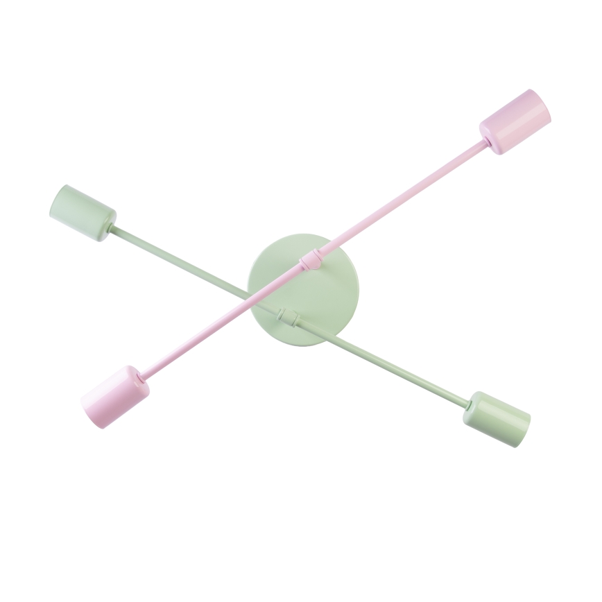 Felületre szerelhető csillár CAMBRIDGE 4xE27/15W/230V zöld/rózsaszín