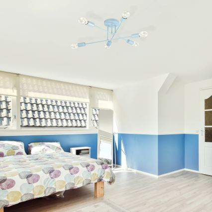 Felületre szerelhető csillár CAMBRIDGE 6xE27/15W/230V kék