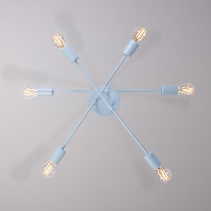 Felületre szerelhető csillár CAMBRIDGE 6xE27/15W/230V kék