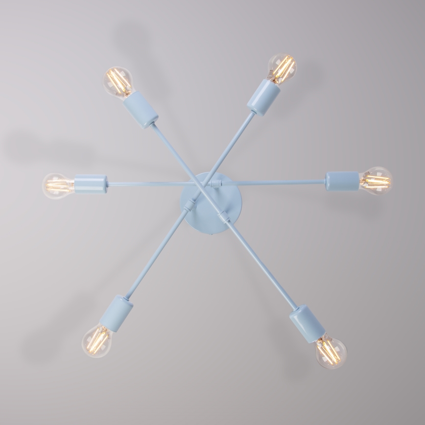 Felületre szerelhető csillár CAMBRIDGE 6xE27/15W/230V kék