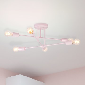Felületre szerelhető csillár CAMBRIDGE 6xE27/15W/230V rózsaszín