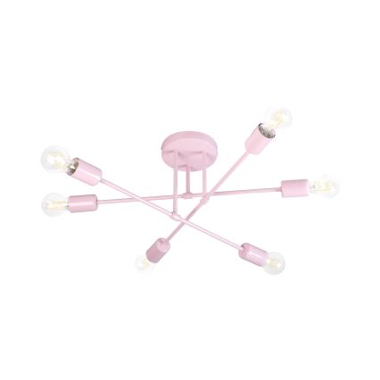 Felületre szerelhető csillár CAMBRIDGE 6xE27/15W/230V rózsaszín