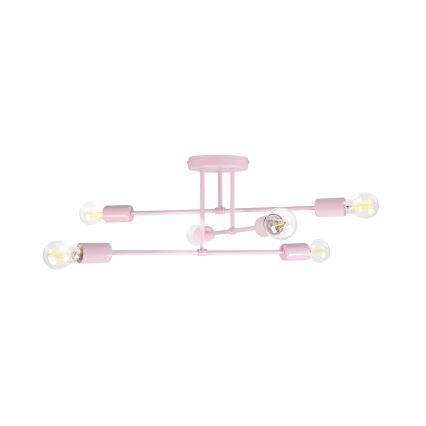 Felületre szerelhető csillár CAMBRIDGE 6xE27/15W/230V rózsaszín