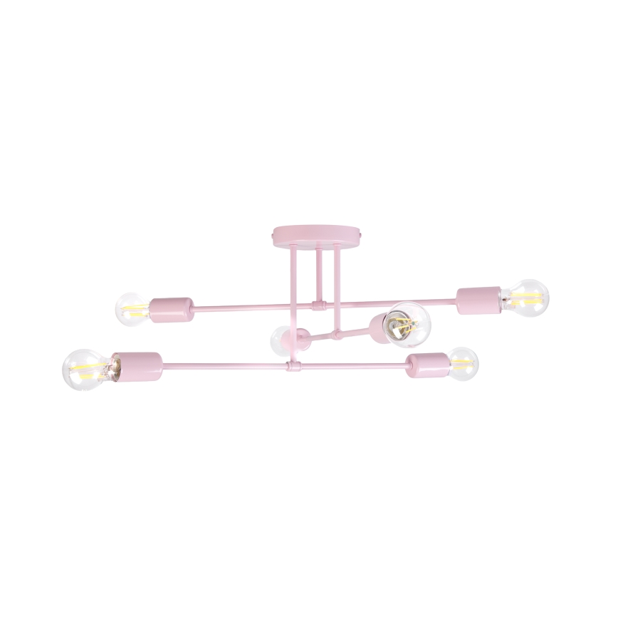 Felületre szerelhető csillár CAMBRIDGE 6xE27/15W/230V rózsaszín