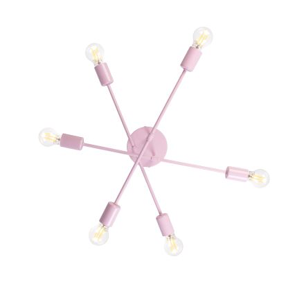 Felületre szerelhető csillár CAMBRIDGE 6xE27/15W/230V rózsaszín