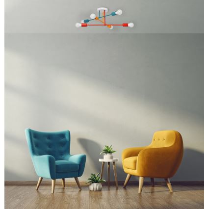 Felületre szerelhető csillár CAMBRIDGE 6xE27/20W/230V kék/piros/narancssárga