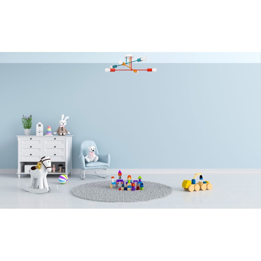 Felületre szerelhető csillár CAMBRIDGE 6xE27/20W/230V kék/piros/narancssárga