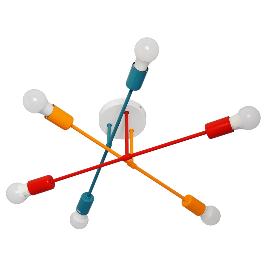 Felületre szerelhető csillár CAMBRIDGE 6xE27/20W/230V kék/piros/narancssárga