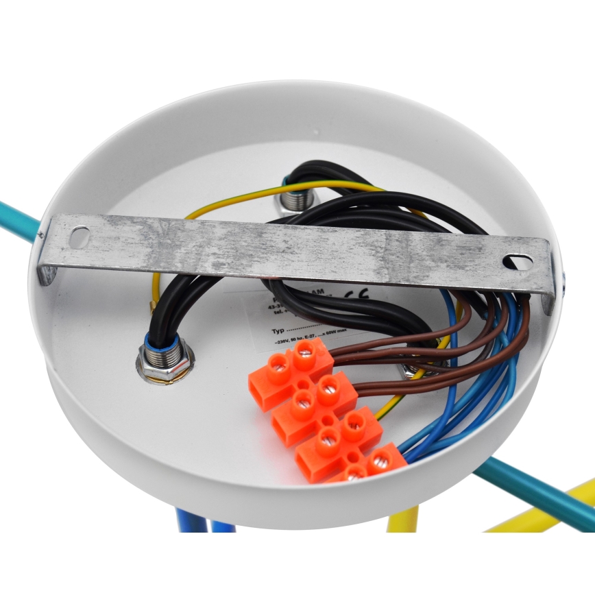 Felületre szerelhető csillár CAMBRIDGE 6xE27/20W/230V kék/piros/narancssárga