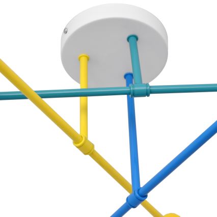 Felületre szerelhető csillár CAMBRIDGE 6xE27/20W/230V kék/sárga