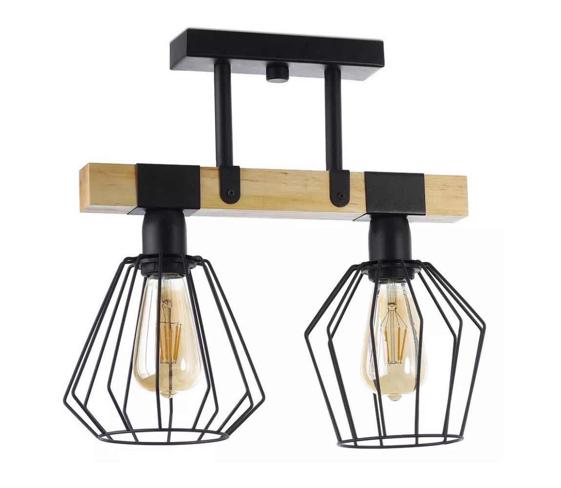 Felületre szerelhető csillár CAMEROON 2xE27/60W/230V fekete/fa 15609