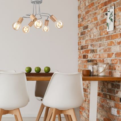 Felületre szerelhető csillár CONOR 5xE27/60W/230V tölgy/szürke