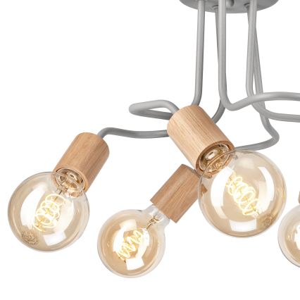 Felületre szerelhető csillár CONOR 5xE27/60W/230V tölgy/szürke