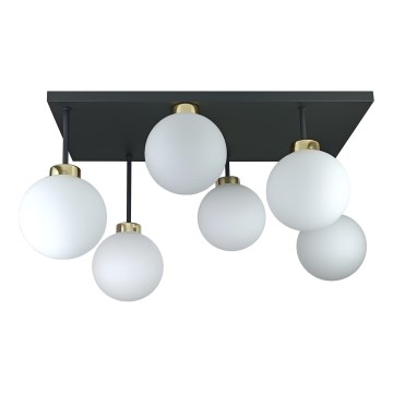 Felületre szerelhető csillár  DEA 6xE14/60W/230V fekete/arany/fehér