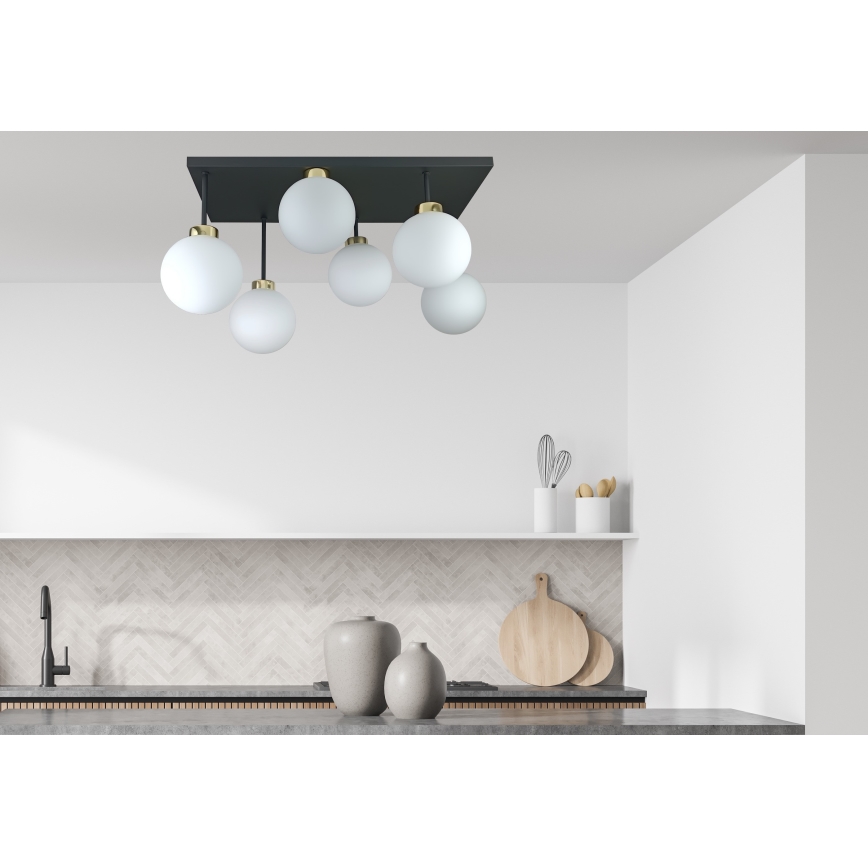 Felületre szerelhető csillár  DEA 6xE14/60W/230V fekete/arany/fehér