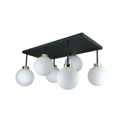 Felületre szerelhető csillár  DEA 6xE14/60W/230V fekete/arany/fehér